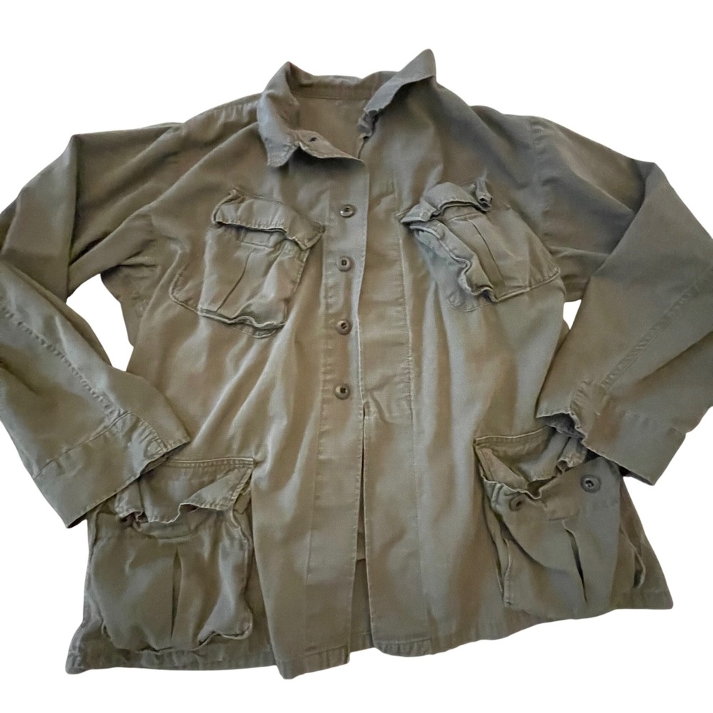 Vintage Allen Overall Co OG-107 Cotton Ripstop Poplin Army Jacket Olive Green